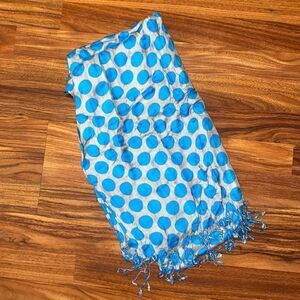 Fringe Polkadot Scarf Blue and Gray